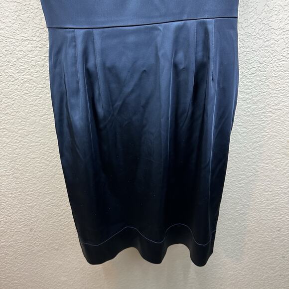 Just Taylor Dress 10 RUFFLE NECK Black SATIN SHEATH Pencil LDB Evening Cocktail - Picture 11 of 13